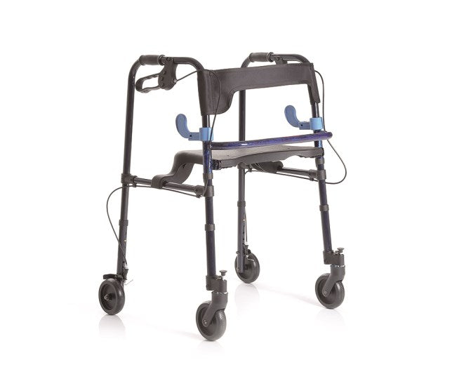 Rollator pieghevole in alluminio verniciato – Con 2 leve – 2 ruote piroettanti con blocco – 2 ruote fisse con freni