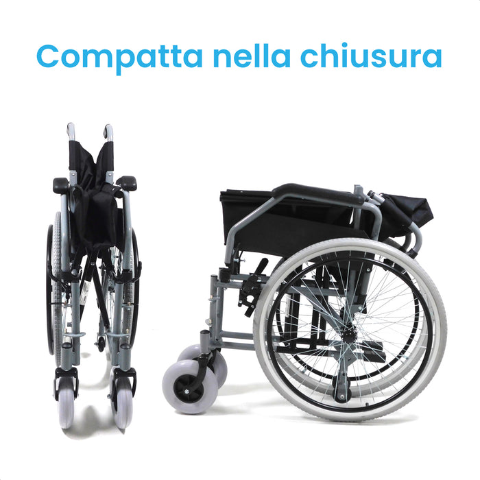 Sedia a Rotelle Pieghevole per Anziani e Disabili ad Autospinta 52 cm Azione Salute