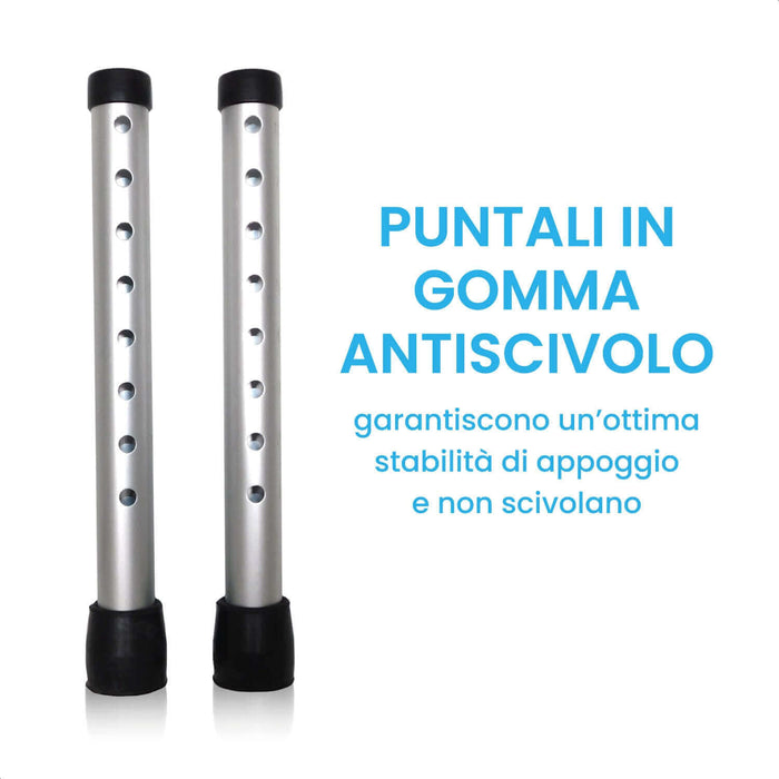 Deambulatore Pieghevole Regolabile in Altezza con 4 Puntali Antiscivolo Azione Salute