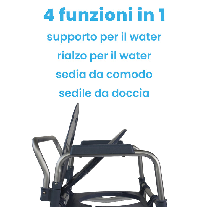 Comoda WC per Anziani Pieghevole con Vaschetta Richiudibile Azione Salute
