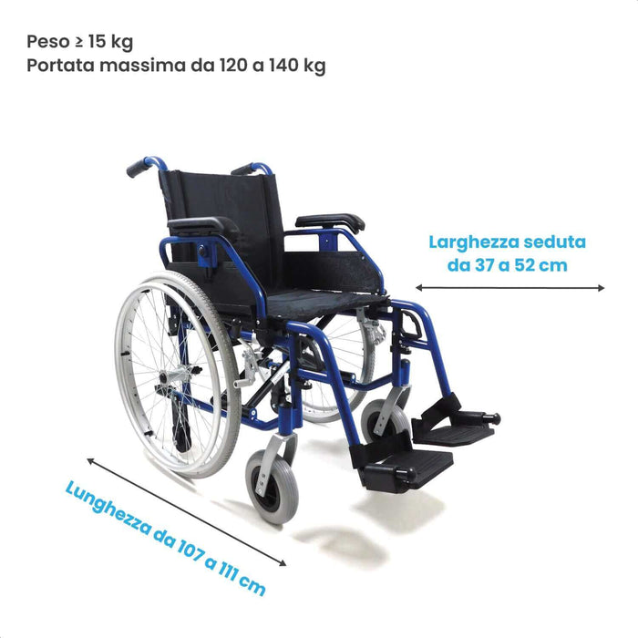 Carrozzina Pieghevole Leggera ad Autospinta con Braccioli Ribaltabili - LIGHT Azione Salute