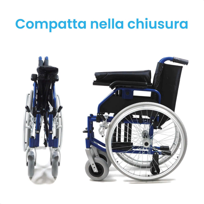 Carrozzina Pieghevole Leggera ad Autospinta con Braccioli Ribaltabili - LIGHT Azione Salute