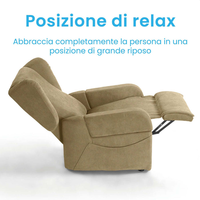 Poltrona Relax Elettrica Con Funzioni Lift/Relax e Braccioli e Schienale  Pieghevoli