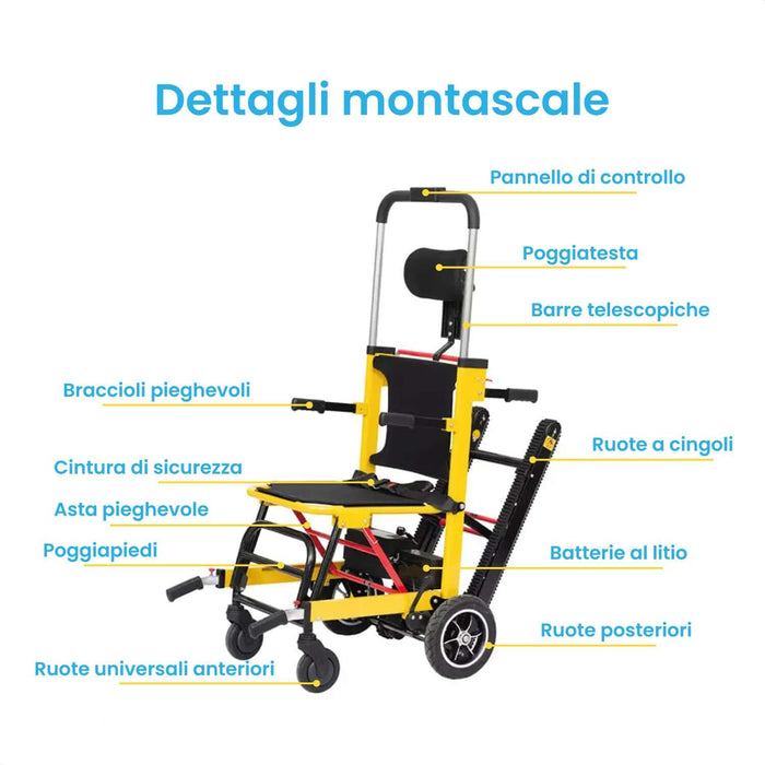 Portantina a Cingoli con Cintura di Sicurezza, Pedane Poggiapiedi e Poggiatesta Azione Salute