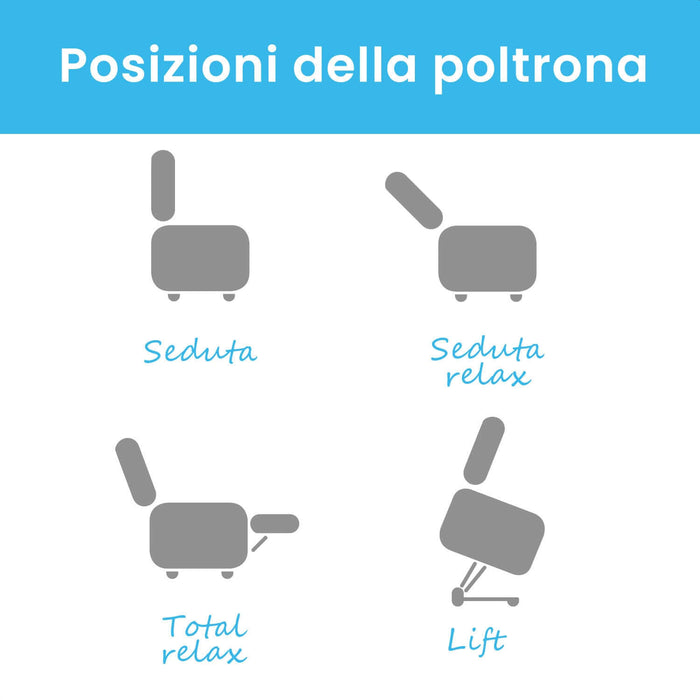 Poltrona Relax Alzapersona Elettrica Motorizzata 2 Motori LUNA Rosso Azione Salute