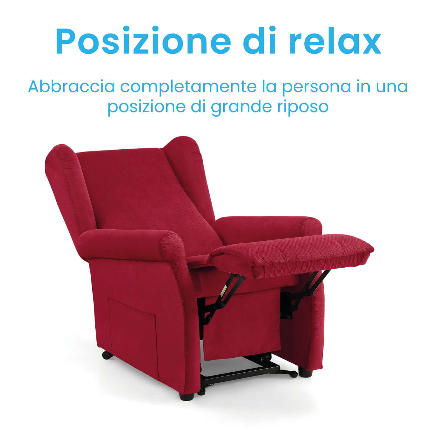 Poltrona Relax Alzapersona Elettrica Motorizzata 2 Motori LUNA Rosso Azione Salute