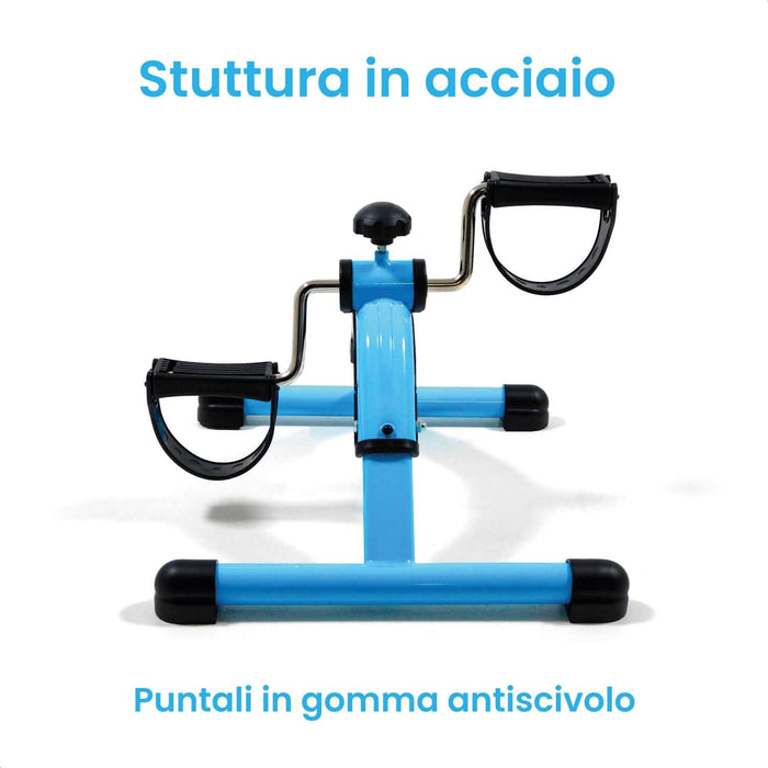 Pedaliera Riabilitativa con Intensità Regolabile, Pieghevole con 2 Varianti di Colore Azzurro Azione Salute