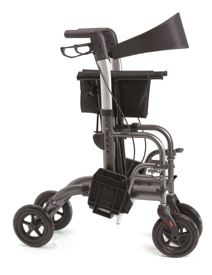 Rollator pieghevole in alluminio verniciato – 4 ruote con seduta e pedane – Doppia funzione – Regolabile in altezza – Gaya 2.0