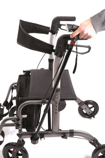 Rollator pieghevole in alluminio verniciato – 4 ruote con seduta e pedane – Doppia funzione – Regolabile in altezza – Gaya 2.0