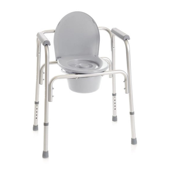 POLTRONA / SEDIA COMODA WC - con sedile rigido su ruote - peso 19,6kg -  portata 100kg