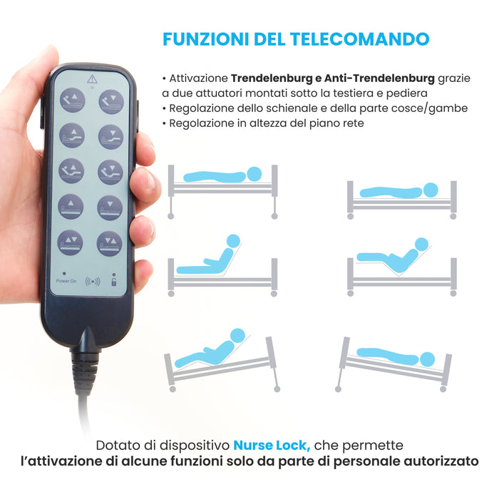 Letto Elettrico da Degenza per Anziani Armonia con Materasso Antidecubito Azione Salute