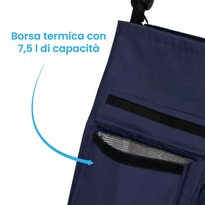 Carrello Portaspesa 40 l Richiudibile con Tracolla con Tasca Termica di 7 l - PENNY Blu Azione Salute