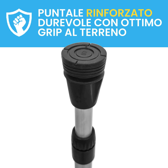 Stampelle Ortopediche Rinforzate Regolabili Canadesi Per Adulti (x2 Unità) Nero Azione Salute