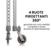 Deambulatore Pieghevole Con 4 Ruote Piroettanti Regolabile In Altezza Azione Salute