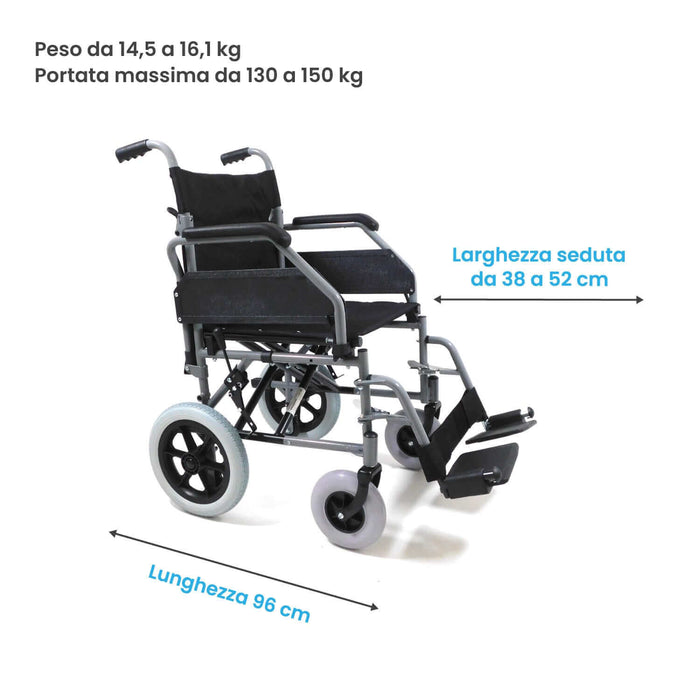Sedia a Rotelle Pieghevole per Anziani e Disabili da Transito 52 cm Azione Salute