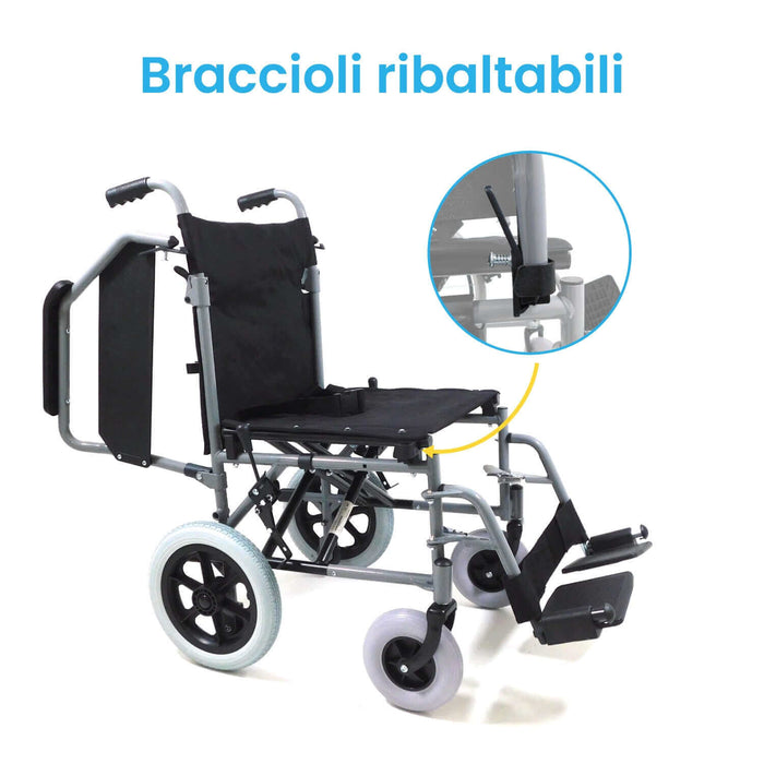 Sedia a Rotelle Pieghevole per Anziani e Disabili da Transito 52 cm Azione Salute