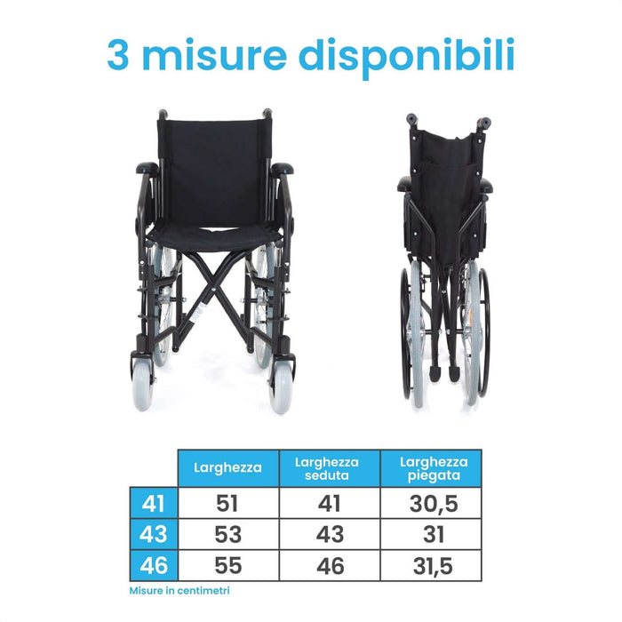 Carrozzina Autospinta Per Passaggi Ridotti Stretta Sedia a Rotelle Leggera SLIM Azione Salute